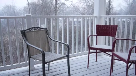 Balcony During Snowfall Stock Footage 257718053