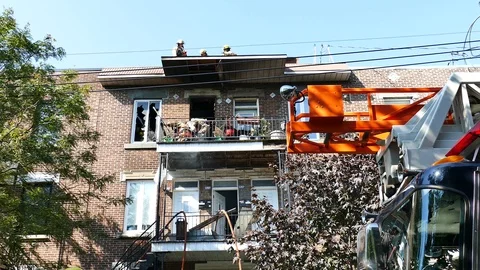 Balcony fire at daylight Stock Footage 116026222