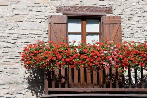 Balcony with flowers Stock Photos