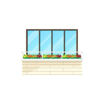 Balcony house window, building facade architecture Ilustración de archivo