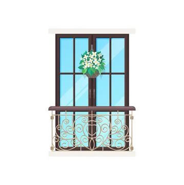 Balcony, house window facade or building porch Ilustración de archivo