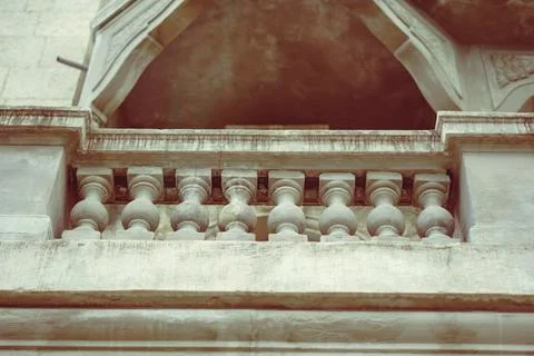 The balcony of the medieval palace. patterned railing Stock Photos
