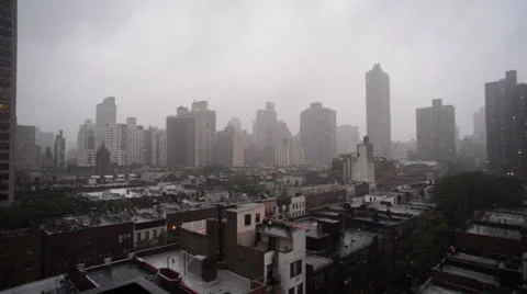 Balcony NYC Raining Stock Footage