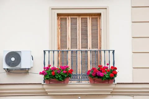 Balcony with pots Stock Photos