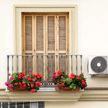 Balcony with pots Stock Photos