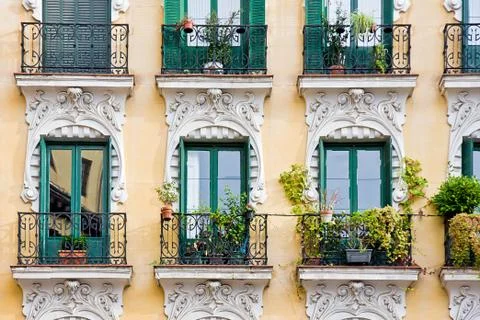Balcony with pots Stock Photos