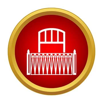 Balcony railing with arched window simple icon Illustrazione stock