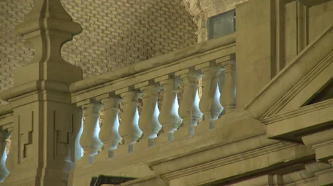 Balcony railing at the Basilica, stone made and back lit Stock Footage 39327089