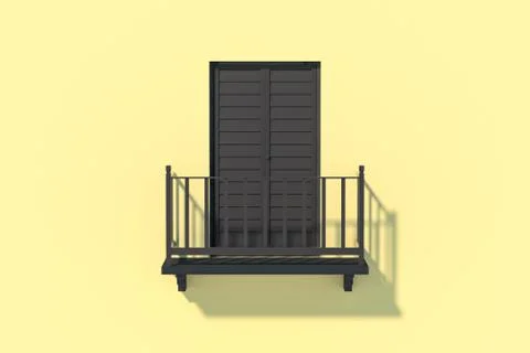 Balcony structure outside the building, 3d rendering. Stock Illustration