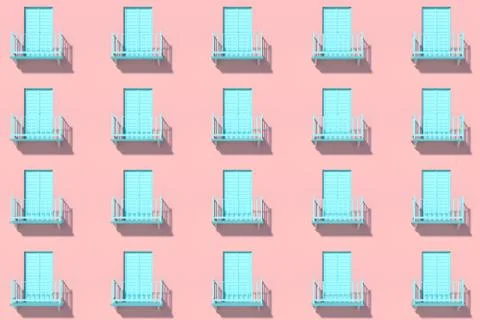 Balcony structure outside the building, 3d rendering. Stock Illustration
