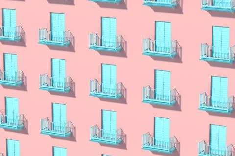 Balcony structure outside the building, 3d rendering. Stock Illustration
