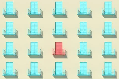 Balcony structure outside the building, 3d rendering. Stock Illustration