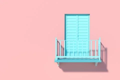 Balcony structure outside the building, 3d rendering. Stock Illustration