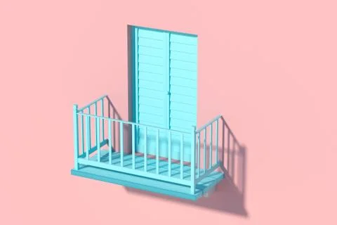 Balcony structure outside the building, 3d rendering. Stock Illustration