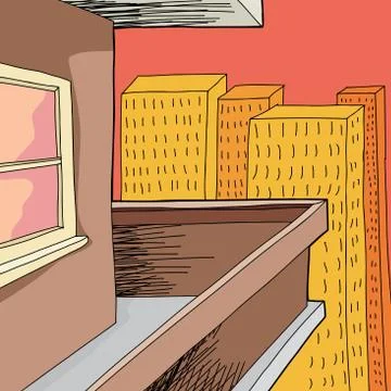 Balcony at sunset Stock Illustration