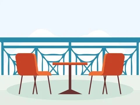 Balcony Table Concept Illustration Stock Illustration