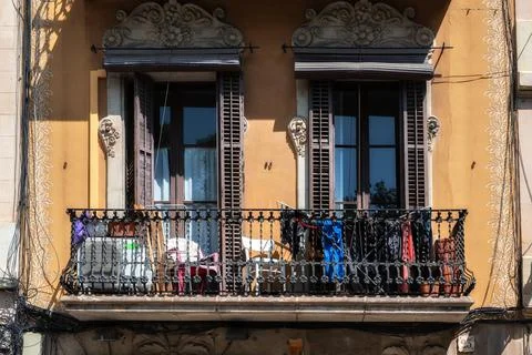 Balcony with two windows. Stock Photos
