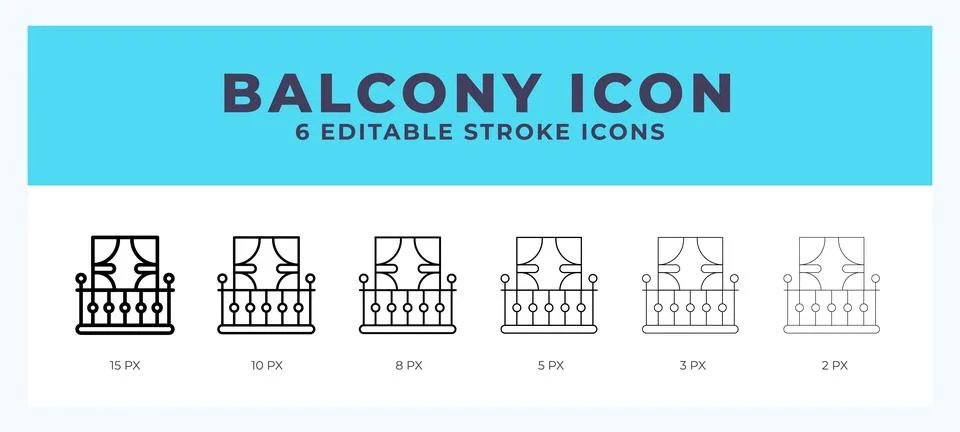 Balcony vector icon. With different stroke vector illustration. Stock Illustration