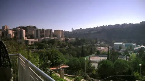 Balcony View of Jerusalem Mountains 2 Stock Footage 10913270