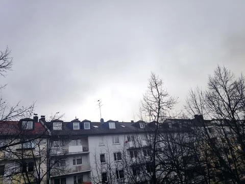 Balcony View Under a Grey Sky 写真素材