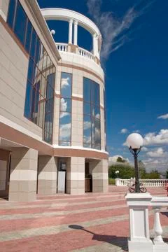 Balcony with white columns. Stock Photos