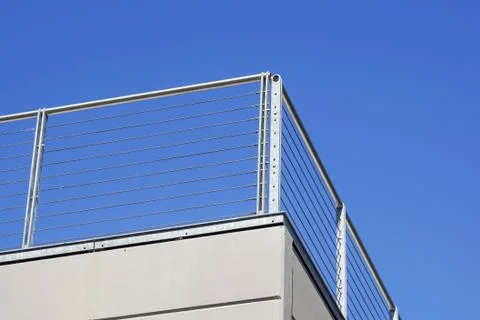 Balcony with white parapet of the blue sky Stock Photos