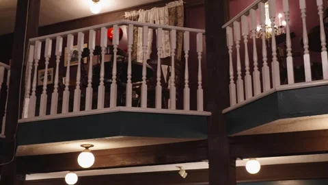 A balcony with a white railing. Stock Footage 252559720