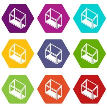 Balcony window frame icons set 9 Stock Illustration