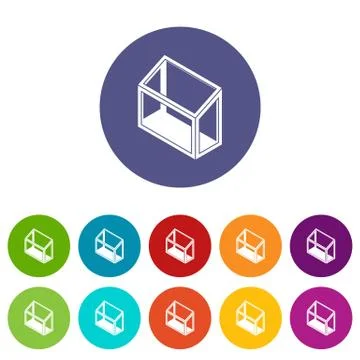 Balcony window frame icons set color Stock Illustration
