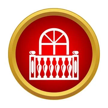 Balcony window icon simple red gold design イラスト素材