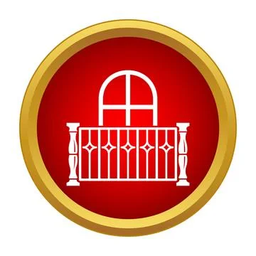 Balcony window vector icon with red circle Ilustración de archivo