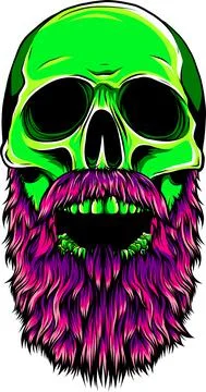 Bald, bearded hipster skull vector illustration design Illustrazione stock