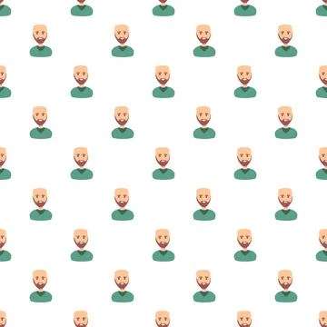 Bald bearded man avatar profile seamless pattern background Stock Illustration
