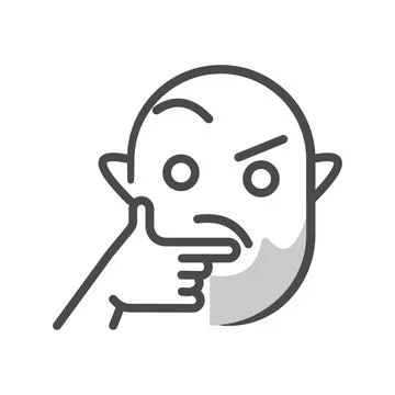 Bald bearded man with thinking expression Stock Illustration