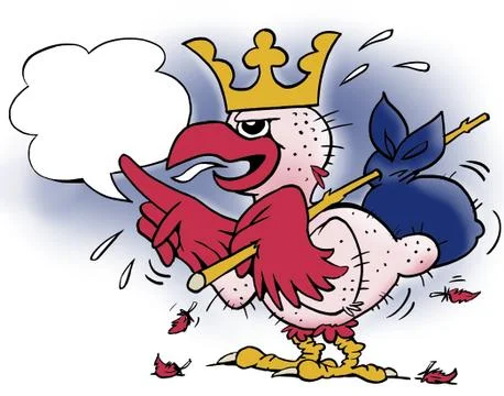 A bald bird with a crown on his head Stock Illustration