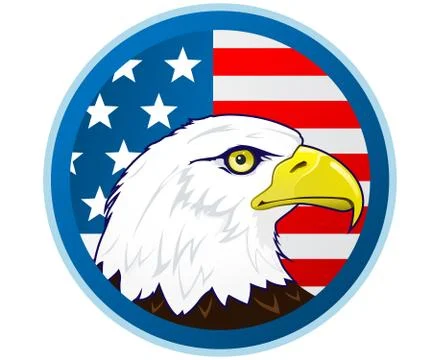 Bald eagle and american flag Stock Illustration