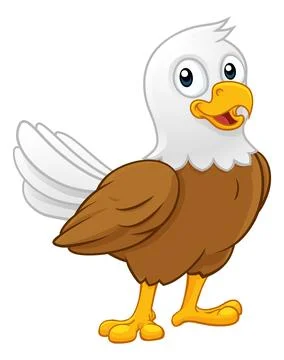 Bald Eagle Bird Cute Cartoon Wildlife Mascot 스톡 일러스트