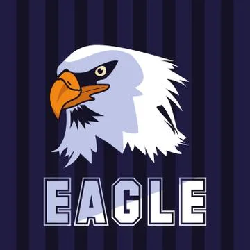 Bald eagle bird head with word Stock Illustration