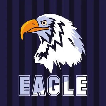 Bald eagle bird head with word Stock Illustration