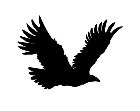 Bald Eagle black silhouette vector icon, American eagle wild prey bird soaring Stock Illustration