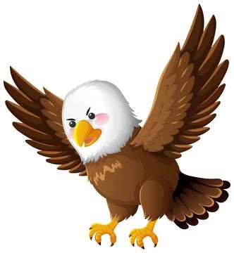 Bald Eagle Cartoon Spreads Wings in Aggressive Pose Stock Illustration