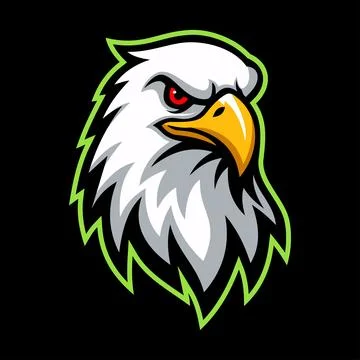 Bald Eagle Character Emblem Badge e-Sport Logo Vector Template Stock Illustration
