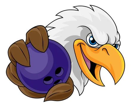 Bald Eagle Falcon Hawk Bowing Ball Sport Mascot Stock Illustration