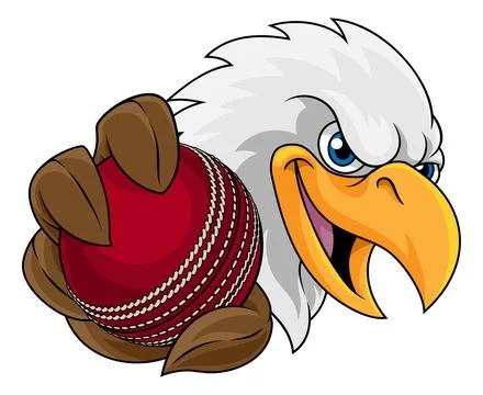 Bald Eagle Falcon Hawk Cricket Ball Sport Mascot Stock Illustration