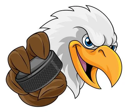 Bald Eagle Falcon Hawk Ice Hockey Puck Mascot Stock Illustration