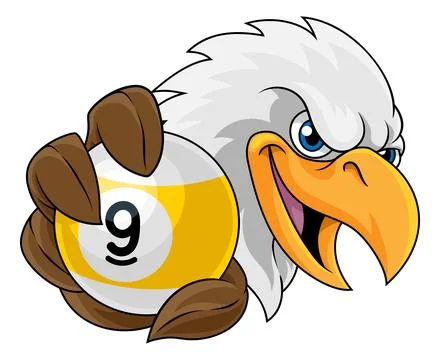 Bald Eagle Falcon Hawk Pool Billiards Ball Mascot イラスト素材