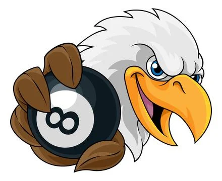 Bald Eagle Falcon Hawk Pool Billiards Ball Mascot Stock Illustration