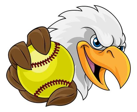 Bald Eagle Falcon Hawk Softball Ball Sport Mascot Stock Illustration