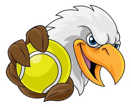 Bald Eagle Falcon Hawk Tennis Ball Sport Mascot Stock Illustration