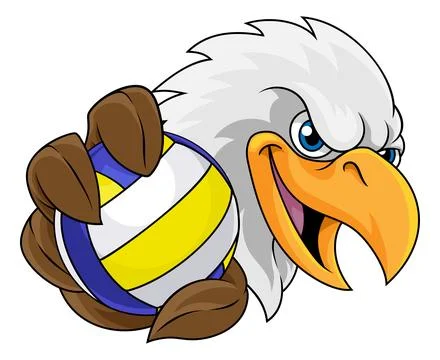 Bald Eagle Falcon Hawk Volleyball Ball Team Mascot Stock Illustration